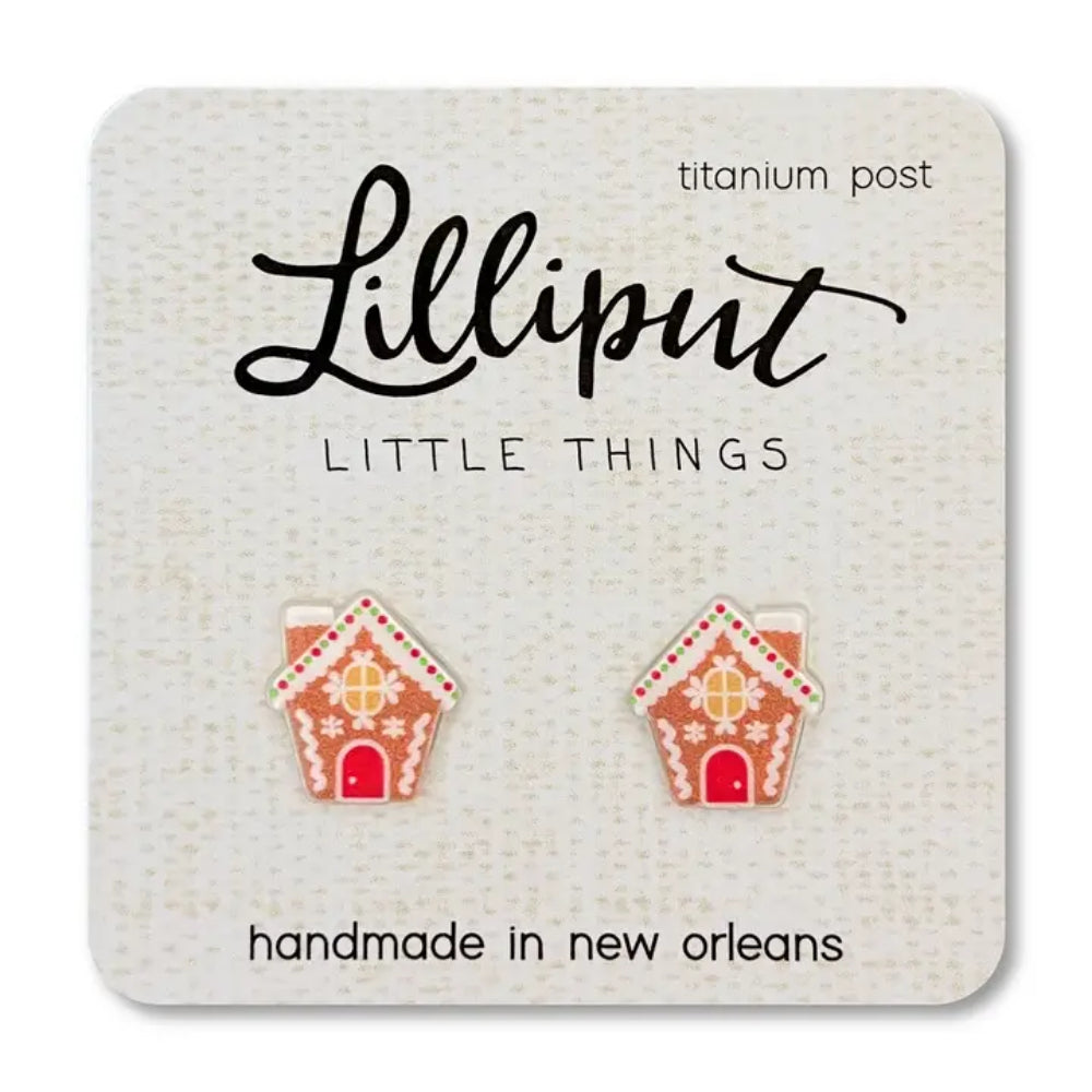 Charming Lilliput Gingerbread House Hypoallergenic Earrings for All-Day Wear
