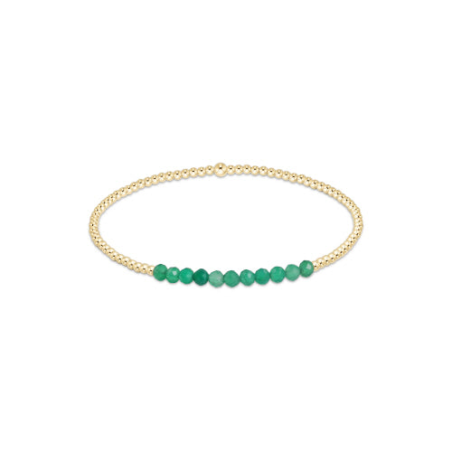 6.25-inch Green Onyx 2mm Gemstone Bead Bracelet with 14kt Gold-filled Beads