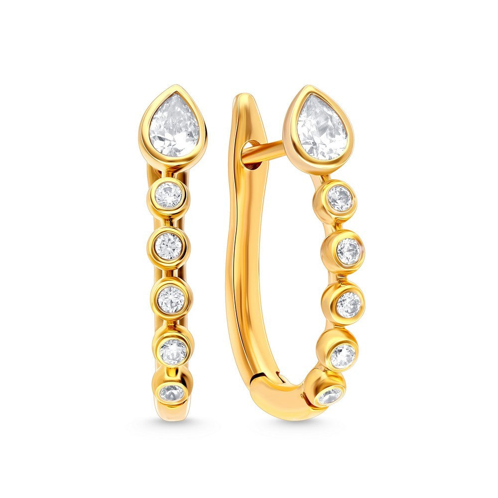Gorgeous 14k Yellow Gold Bezel Set Diamond Hoop Earrings with 0.40 - 0.41 ct GH SI Diamonds