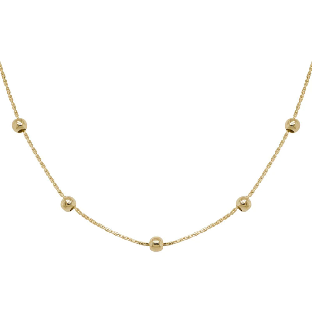 16-Inch 14k Yellow Gold Beaded Chain with Lobster Clasp