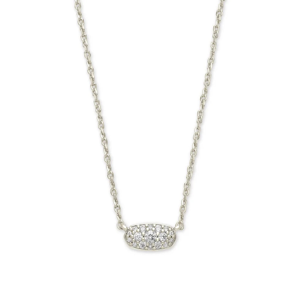 Kendra Scott's Elegant Grayson White Crystal Pendant Necklace for Women