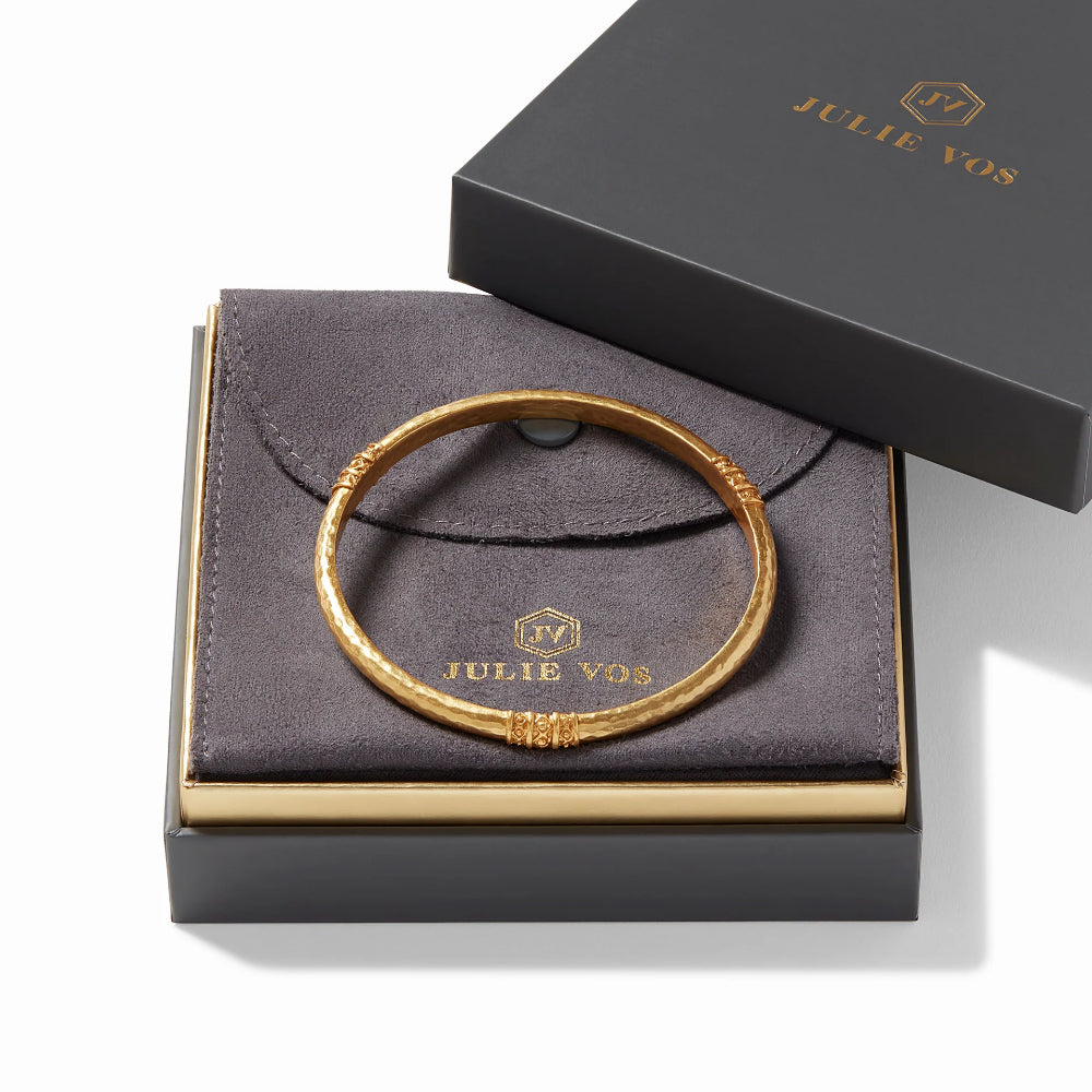 Julie Vos Catalina 24K Gold Plated Hammered Beaded Bangle