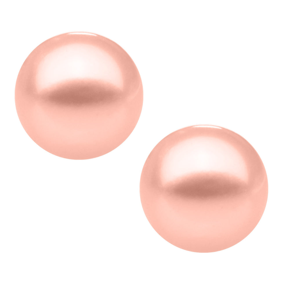 14k Gold Children's Pink Dyed Pearl Stud Earrings with Screw Back