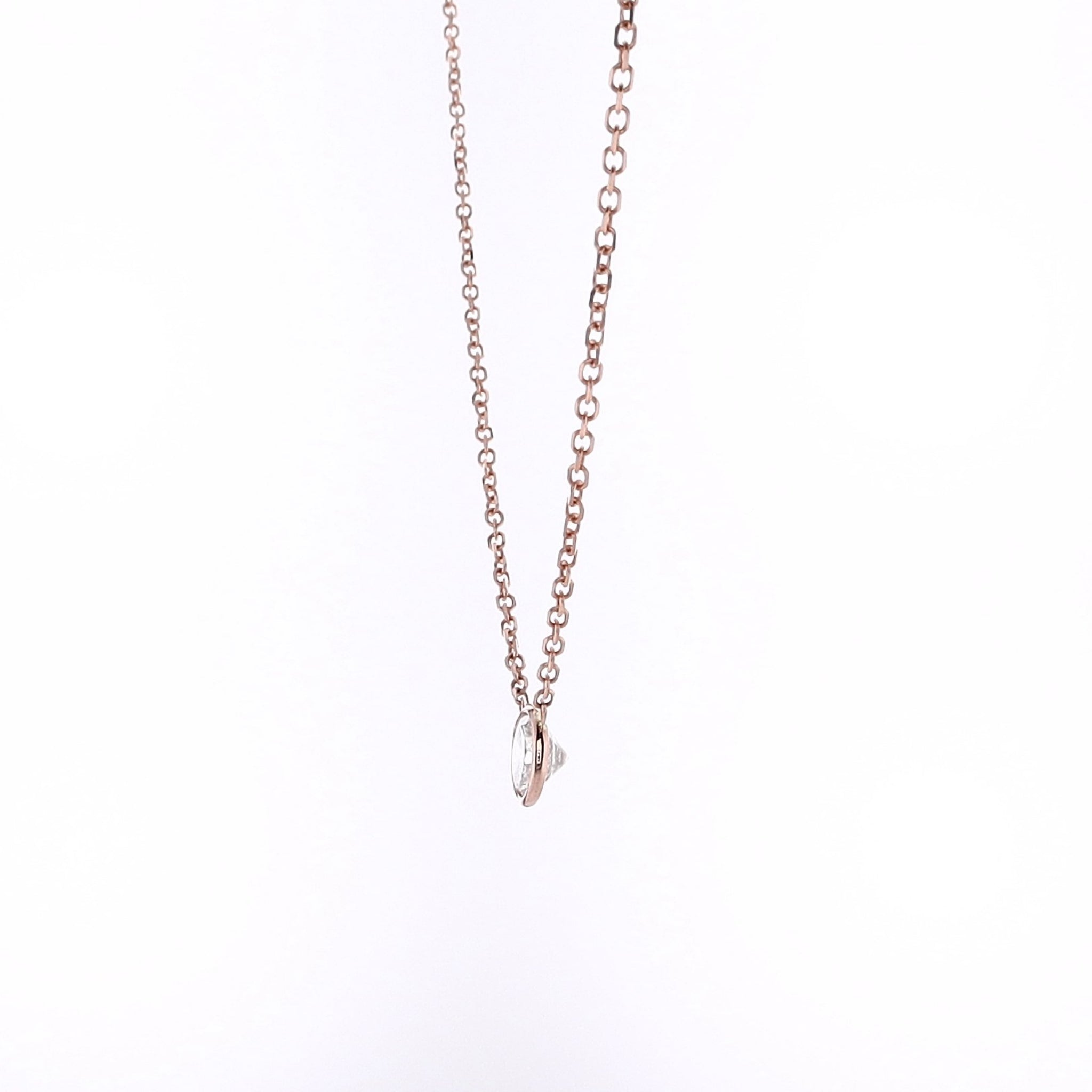 Stunning 14 Karat Rose Gold Single Diamond Solitaire Pendant with 18' Chain