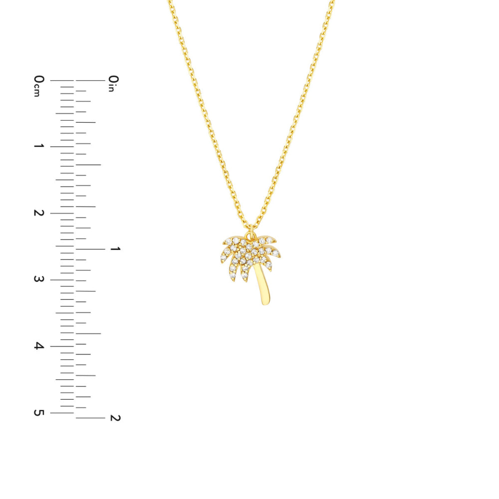 14k Gold Adjustable Palm Tree Necklace with 0.13 ct Diamonds