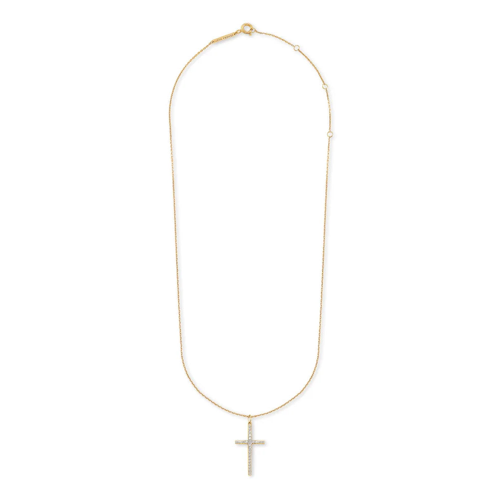 Kendra Scott 14k Gold Large Cross Pendant Necklace with White Diamonds