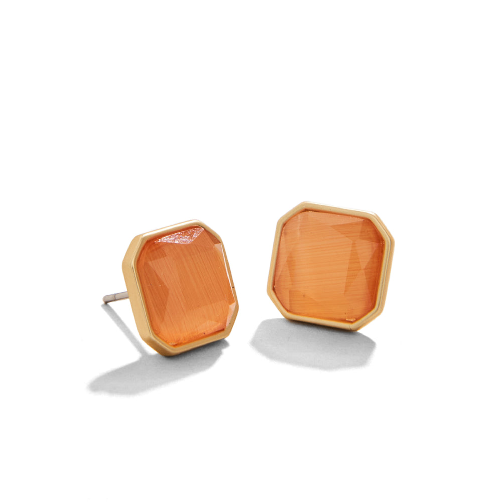Exquisite 18kt Matte Gold Plated Optic Sunstone Chateau Stud Earrings