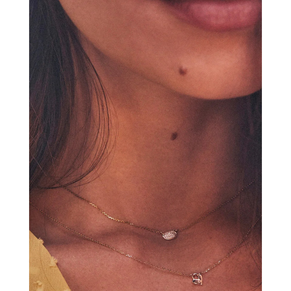 Kendra Scott Marisa Timeless 14k Gold Plated Pendant Necklace Adorned with White Diamonds for Women