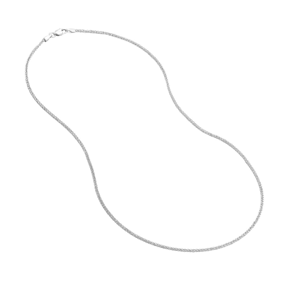 18-Inch 1.25mm 14kt White Gold Lightweight and Durable Wheat Chain