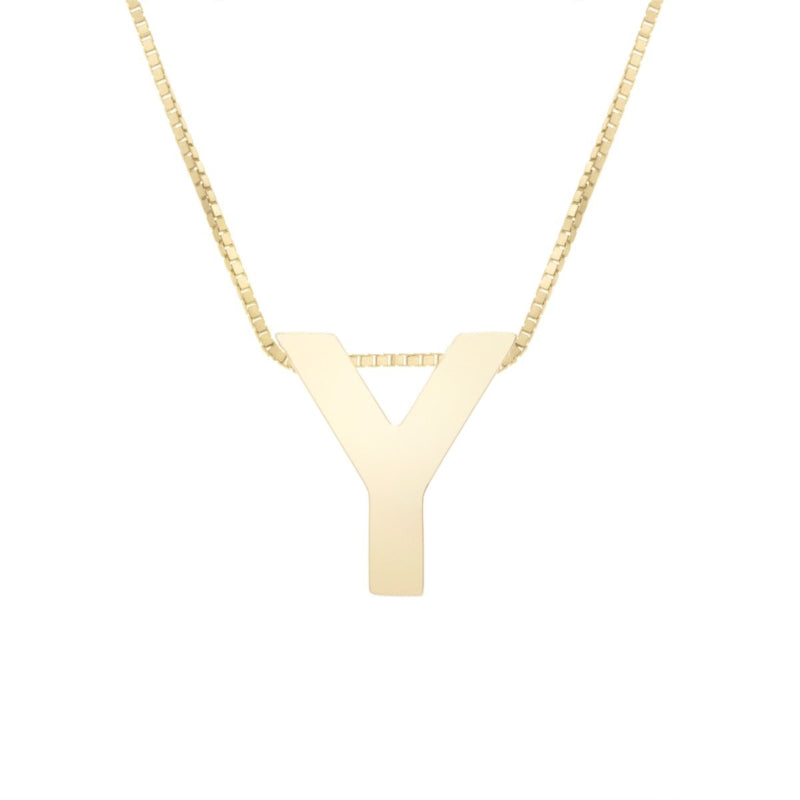 14K Gold Block Letter Initial Fashion Necklace - Available in ALL LETTERS