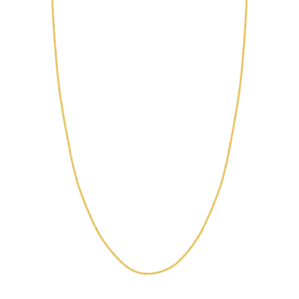 14k Yellow Gold Wheat Chain with 1.65mm Width and 18-inch Lobster Clasp