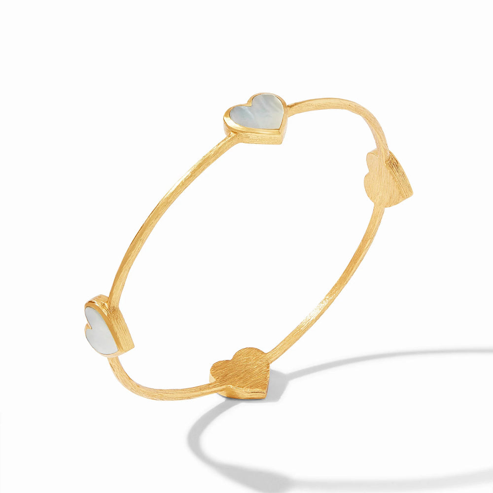 Julie Vos 24K Gold Plated Mother of Pearl Heart Embellished Bangle