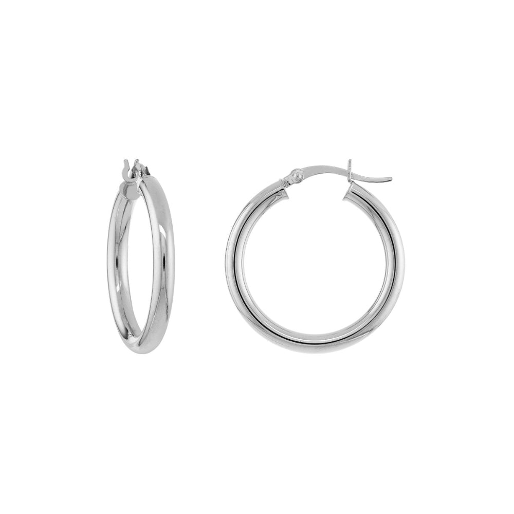 Exquisite 14k White Gold Polished Circular Hoop Earrings for Women