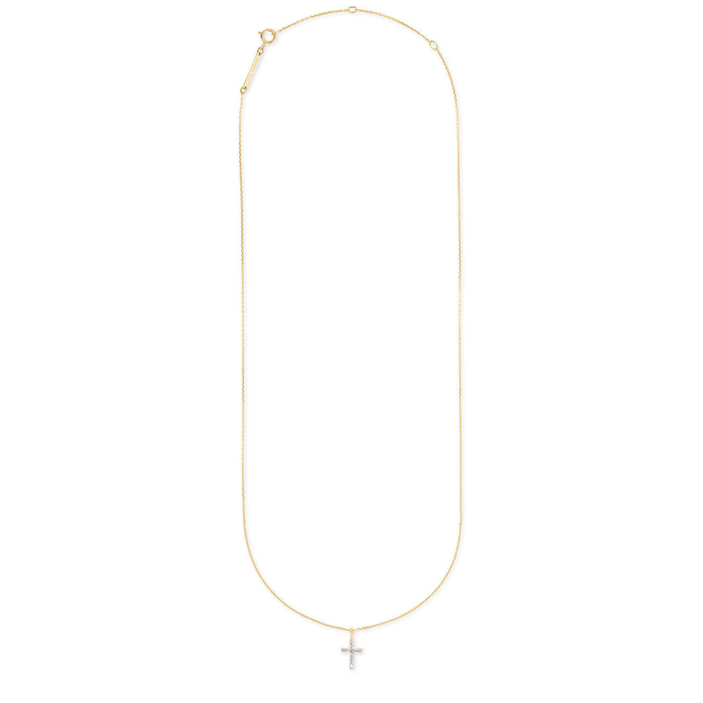 Kendra Scott 14k Gold Cross Pendant Necklace Adorned with White Diamonds - A Timeless Jewelry Piece