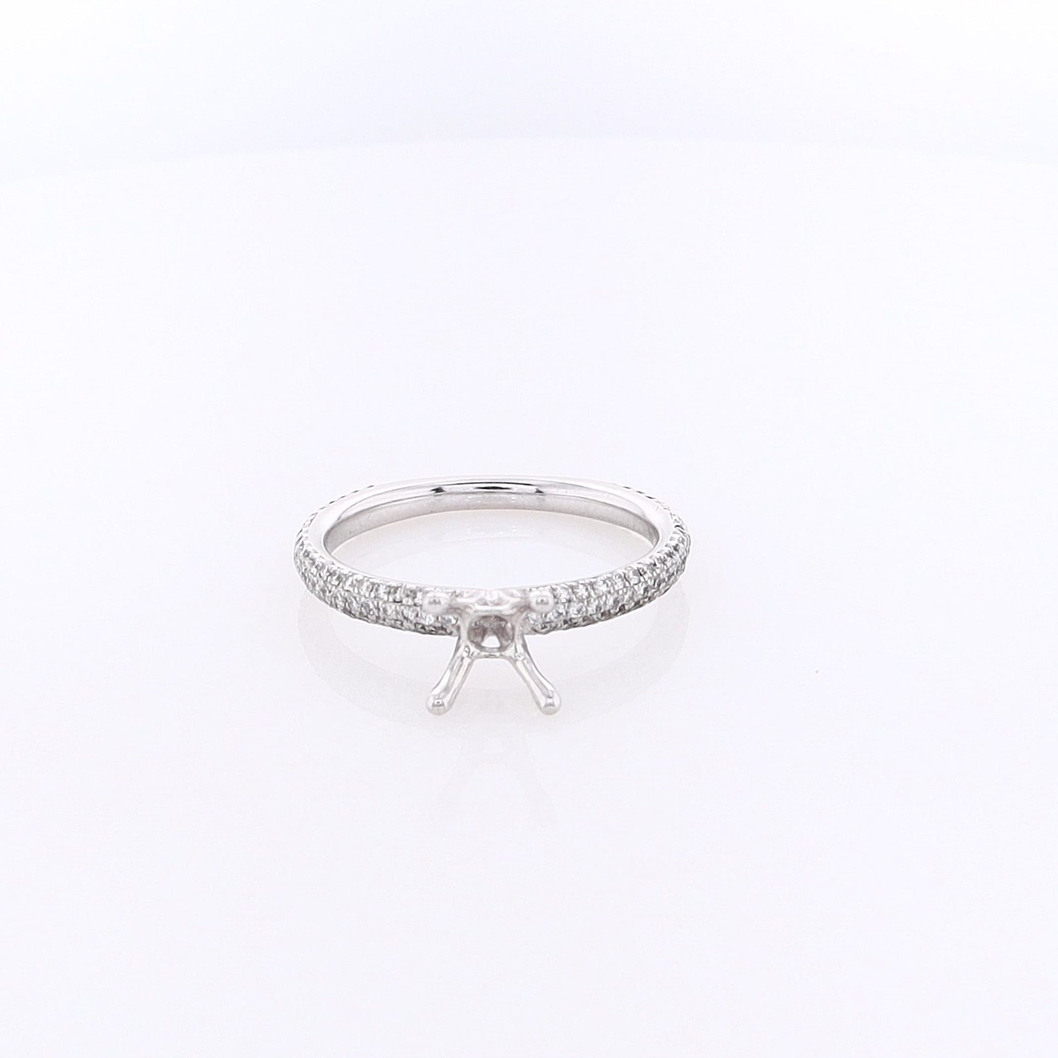 Estate SIMON G 18K White Gold Semi Pave Solitaire Diamond Ring Mounting