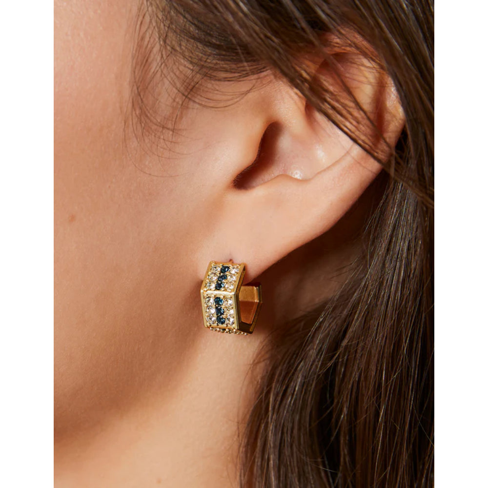 Exquisite 18kt Gold Plated Crystal Spartan Watson Hoop Earrings