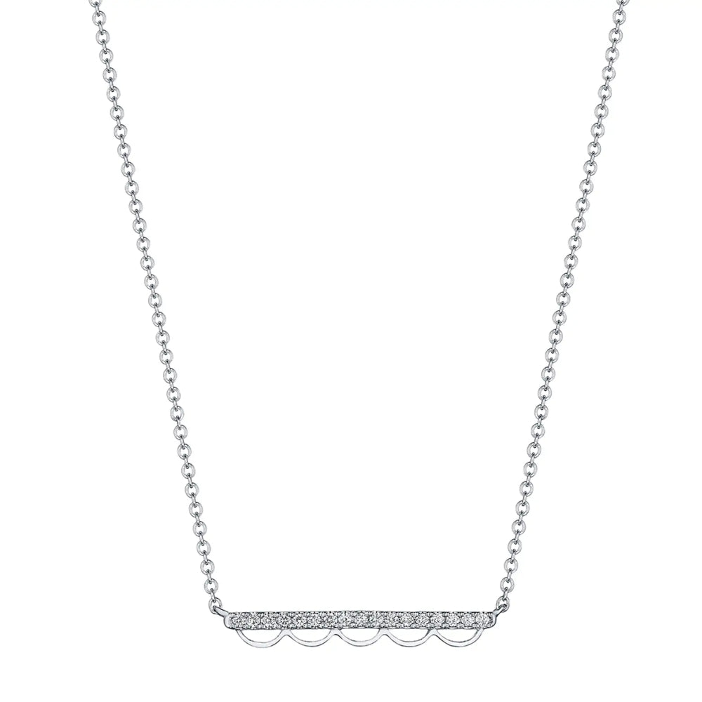Tacori 14k White Gold Open Crescent Diamond Studded Bar Necklace