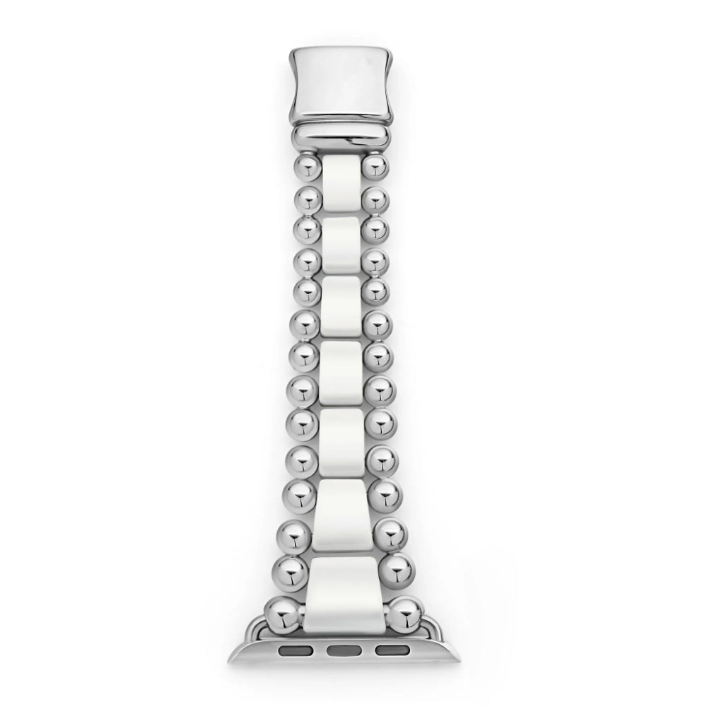 Lagos 42 - 49mm Smart White Ceramic and Stainless Steel Apple Watch Bracelet