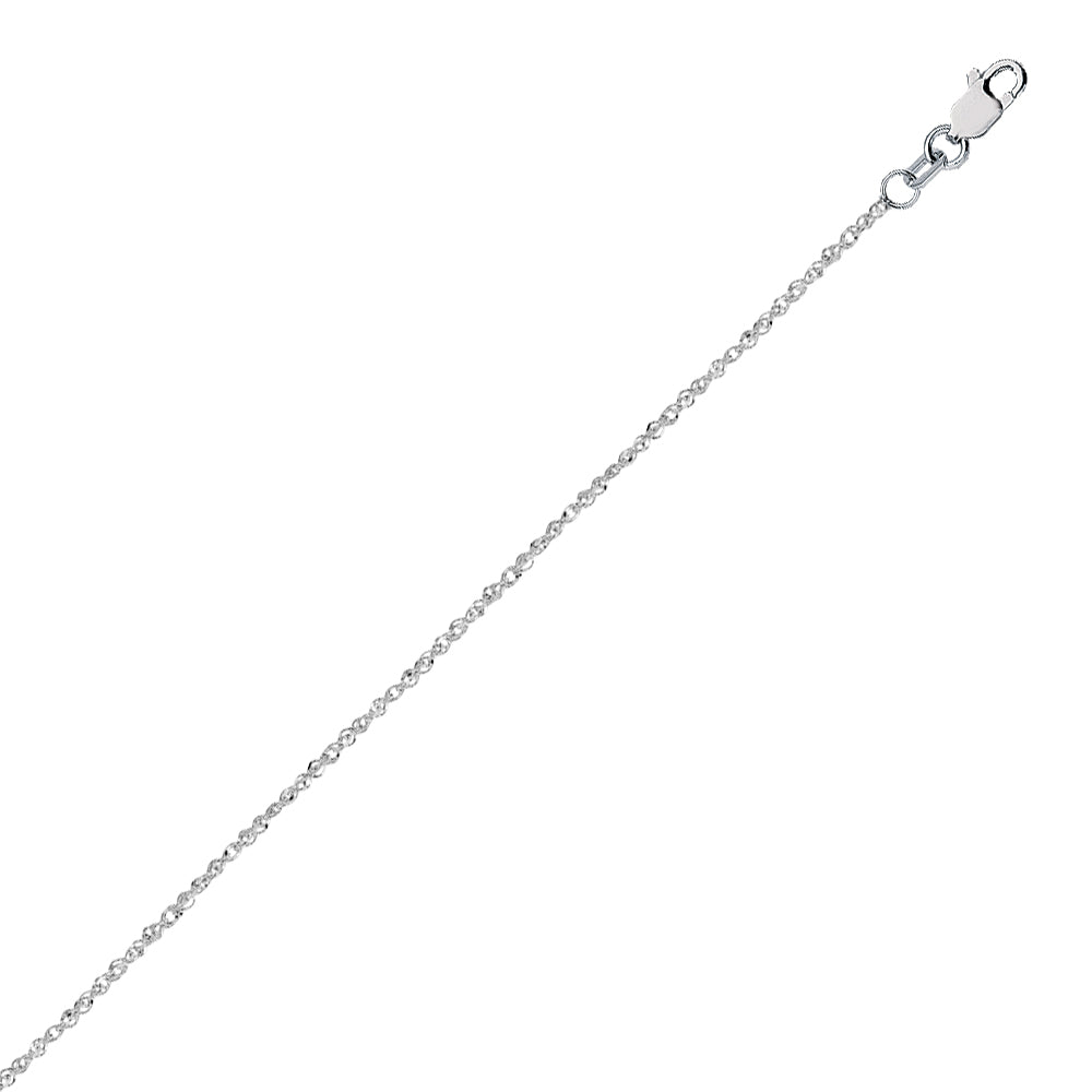 14k White Gold Singapore Style Sparkling Chain for Fashion Jewelry