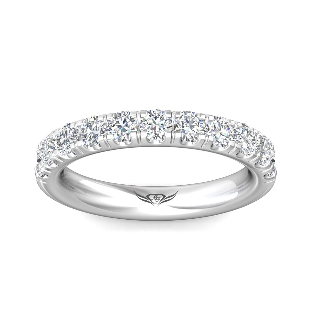 14k White Gold Martin Flyer Signature Micropave Wedding Ring with 0.99 - 1.00 Carats Diamonds