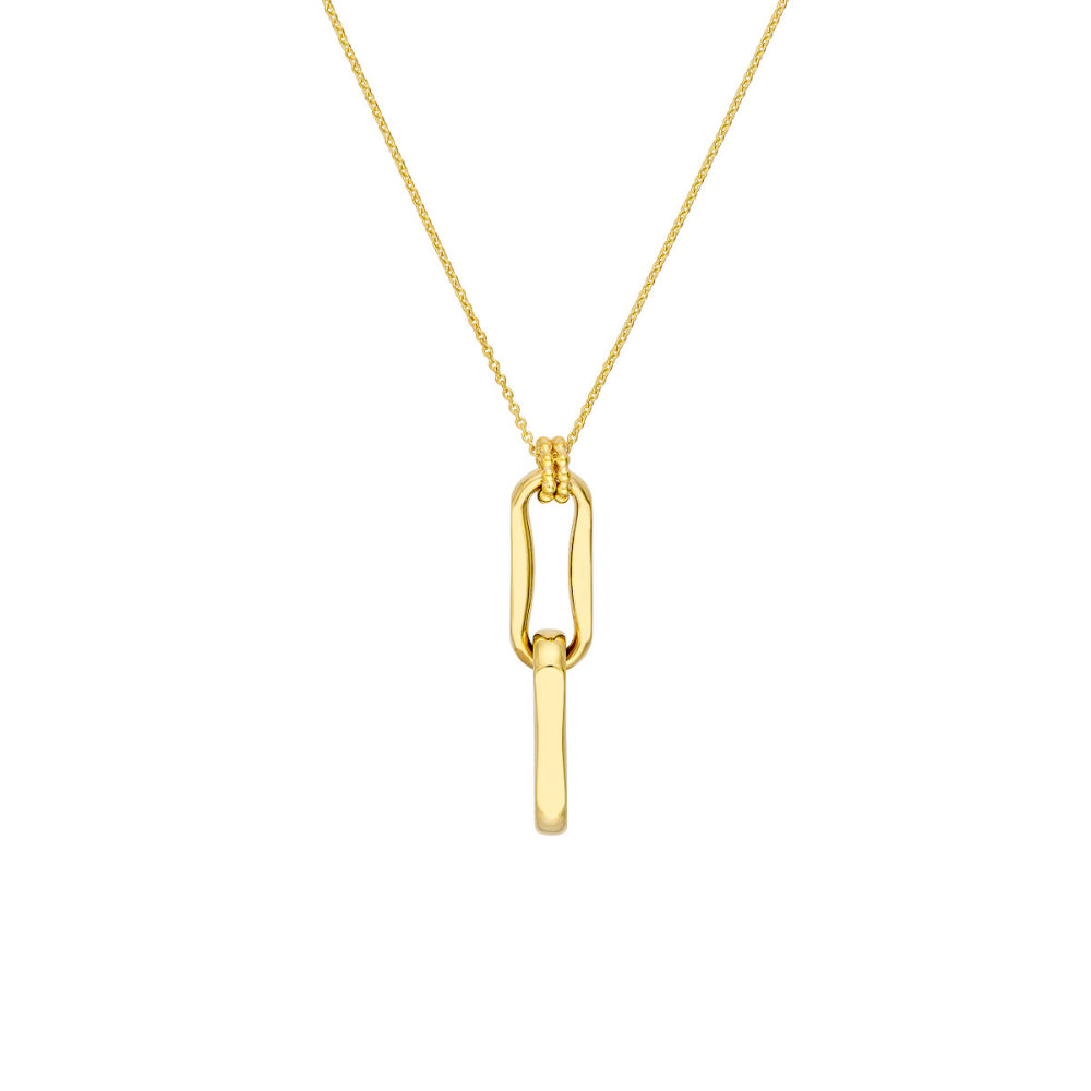 Luxurious 14k Gold Double Oval Link Pendant Necklace for Elegant Adornment