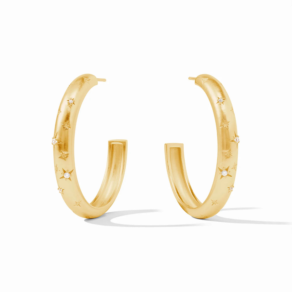 Julie Vos Cubic Zirconia Luna Stone Golden Hoop Earrings