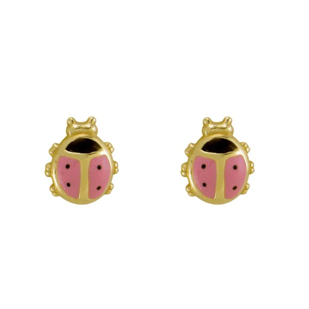 Charming 14k Gold Ladybug Stud Earrings for Children