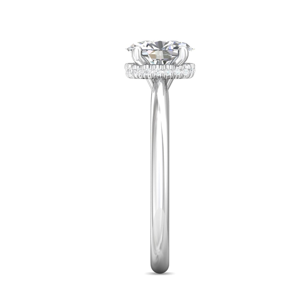 14k Oval Solitaire Engagement Ring with Hidden Halo by Martin Flyer