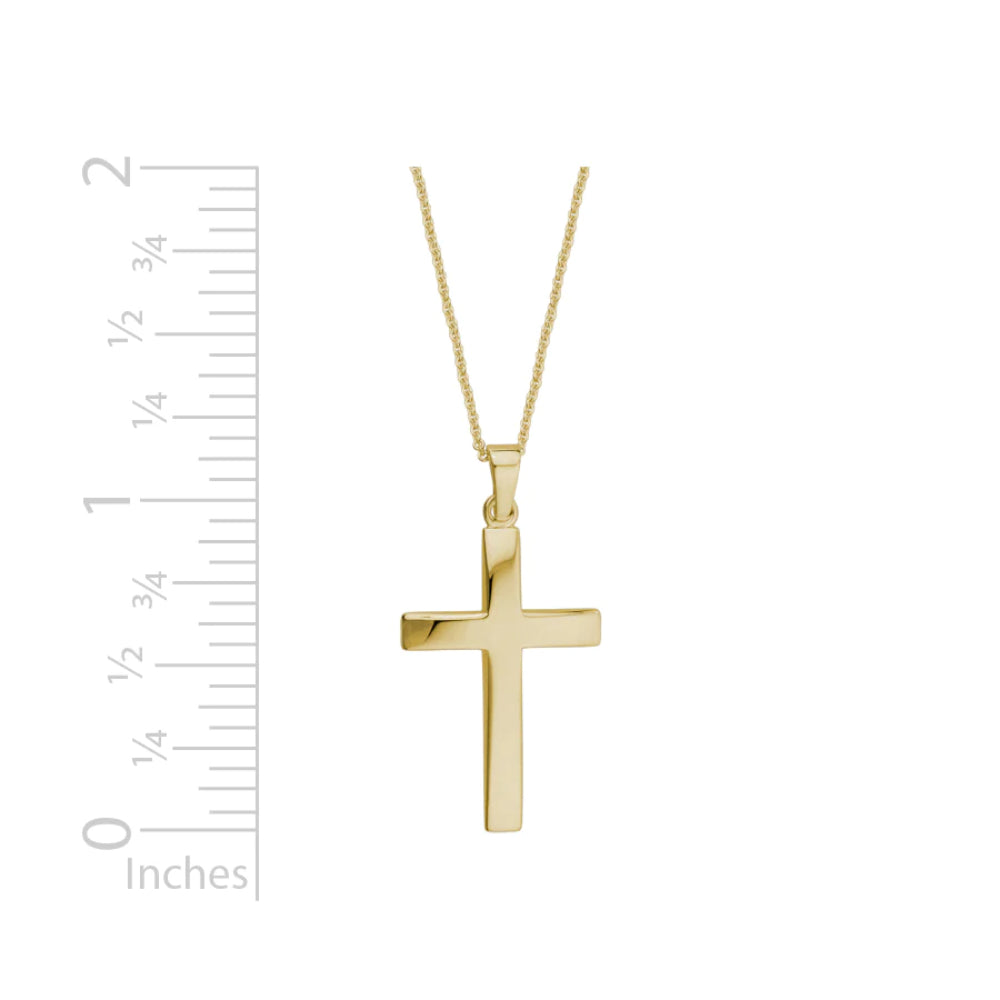 14k Yellow Gold Polished Cross Pendant Necklace with Adjustable Chain