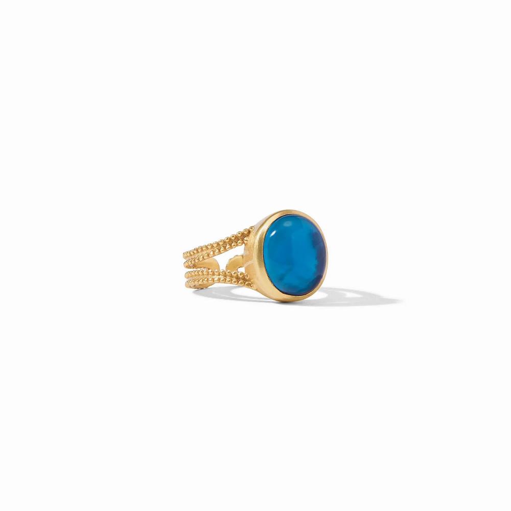Exquisite Julie Vos Adjustable Cabochon Ring in 24K Gold Plate