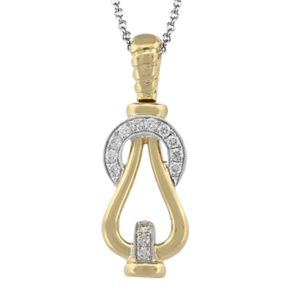 Simon G. Adjustable 18k Two-Tone Gold Buckle Pendant Necklace with Diamonds