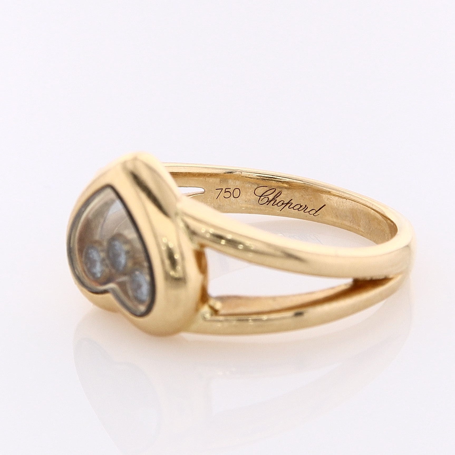 Chopard Estate 18k Yellow Gold Happy Heart Ring with Diamonds