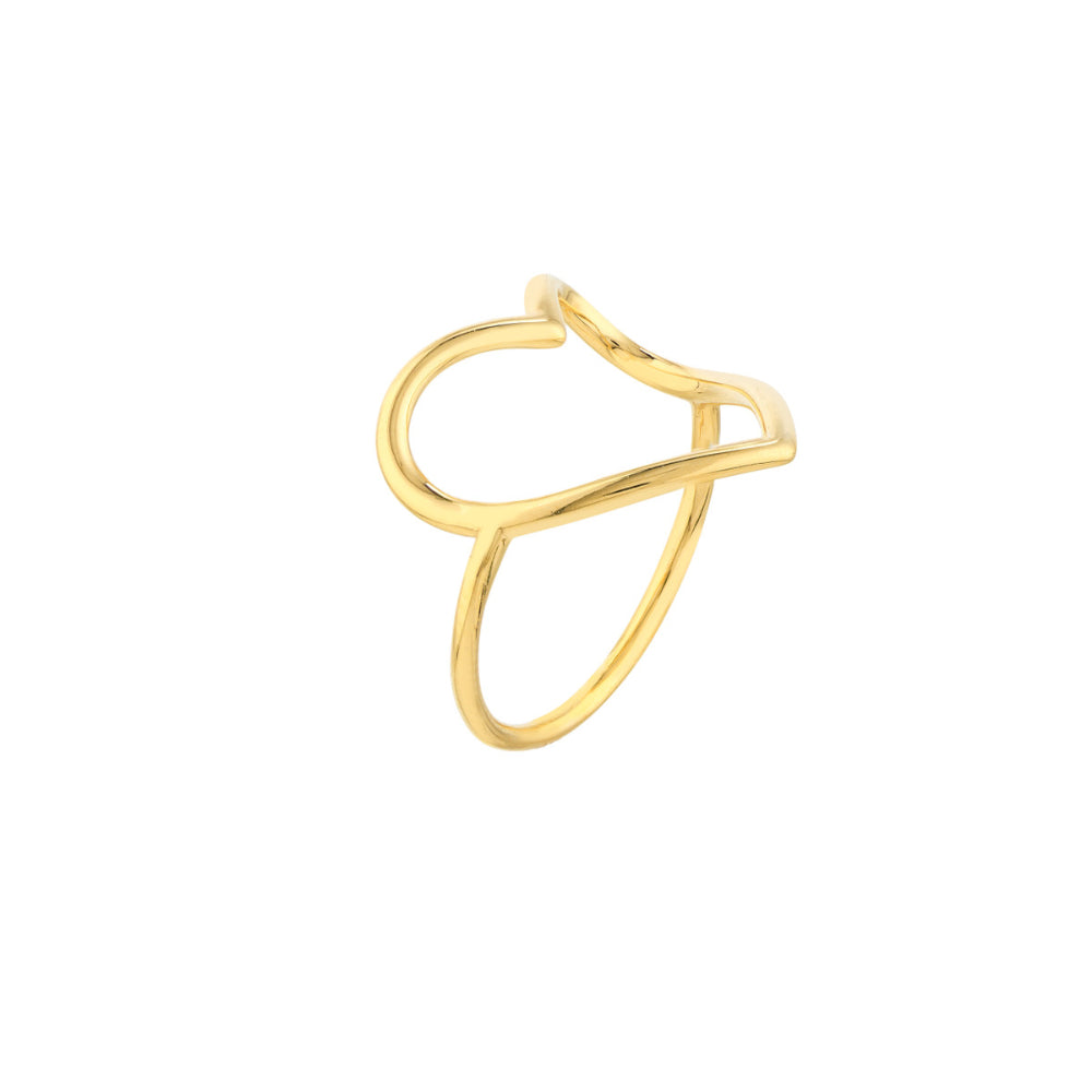 14k Yellow Gold Elegant Open Heart Ring - Perfect for Flawless Look