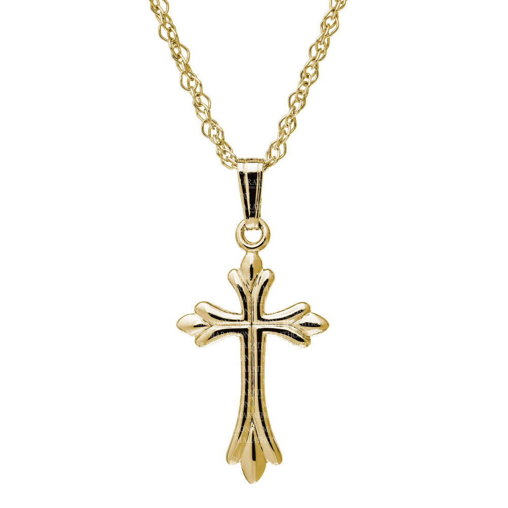 Exquisite 14k Gold Christian Cross Pendant Necklace for Adornment