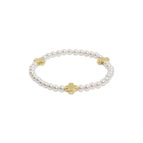 enewton 6.25-inch Gold 4mm Signature Cross Pearl Pattern Bead Bracelet