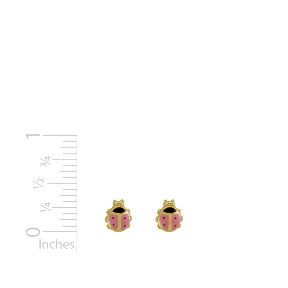 Charming 14k Gold Ladybug Stud Earrings for Children