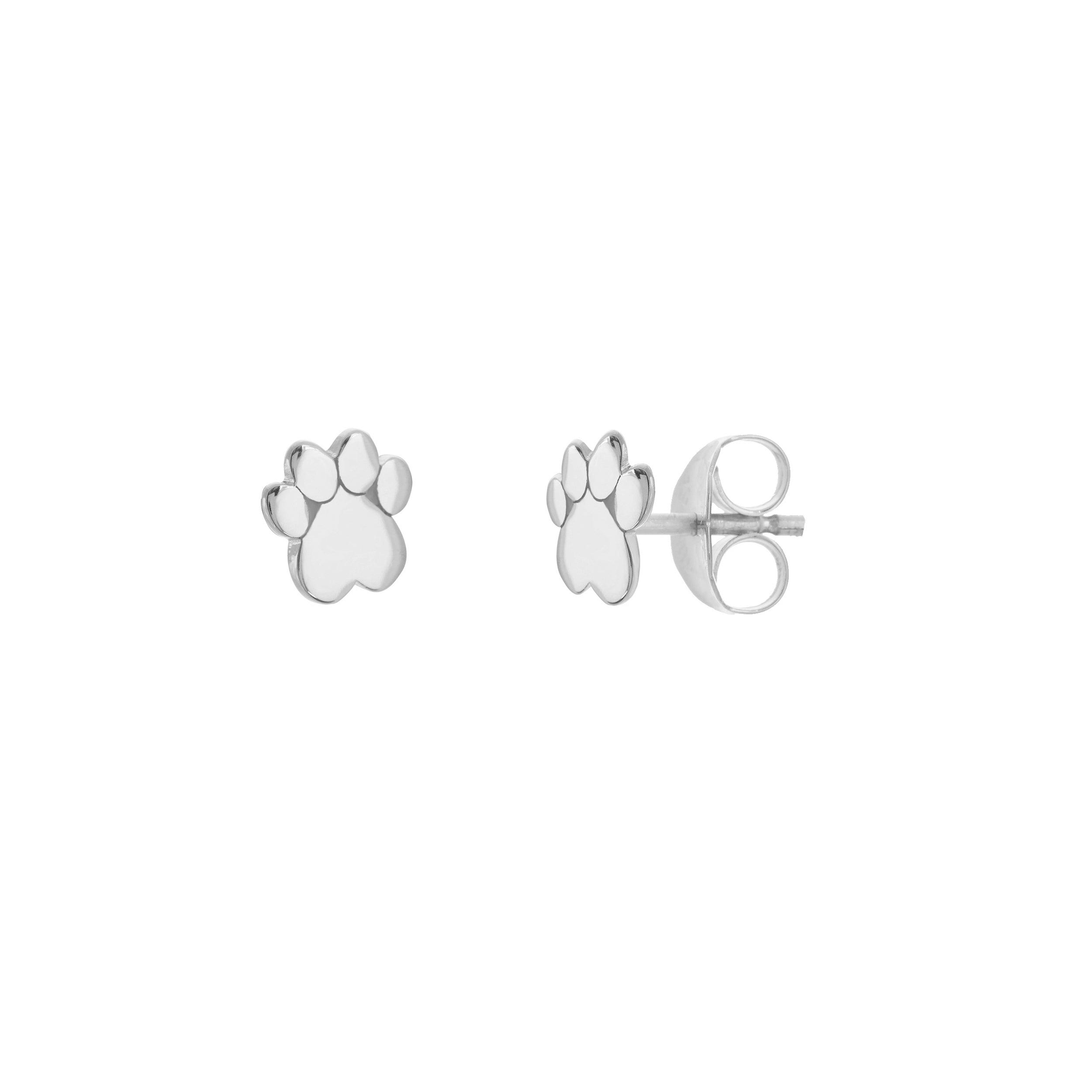 Stylish 14k Gold Dog Paw Print Heart Stud Earrings for Any Outfit
