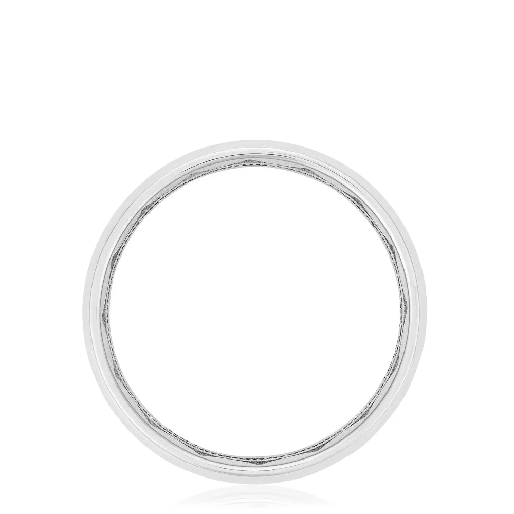 Tacori 18k White Gold Men's High Polish Diamond Wedding Band, 6mm Wide