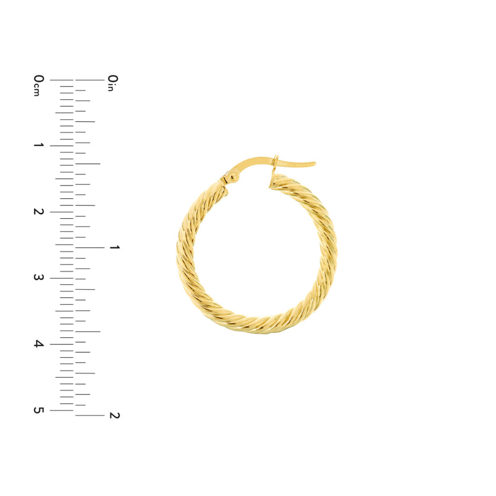 14k Yellow Gold Delicately Twisted Lightweight Hoop Earrings