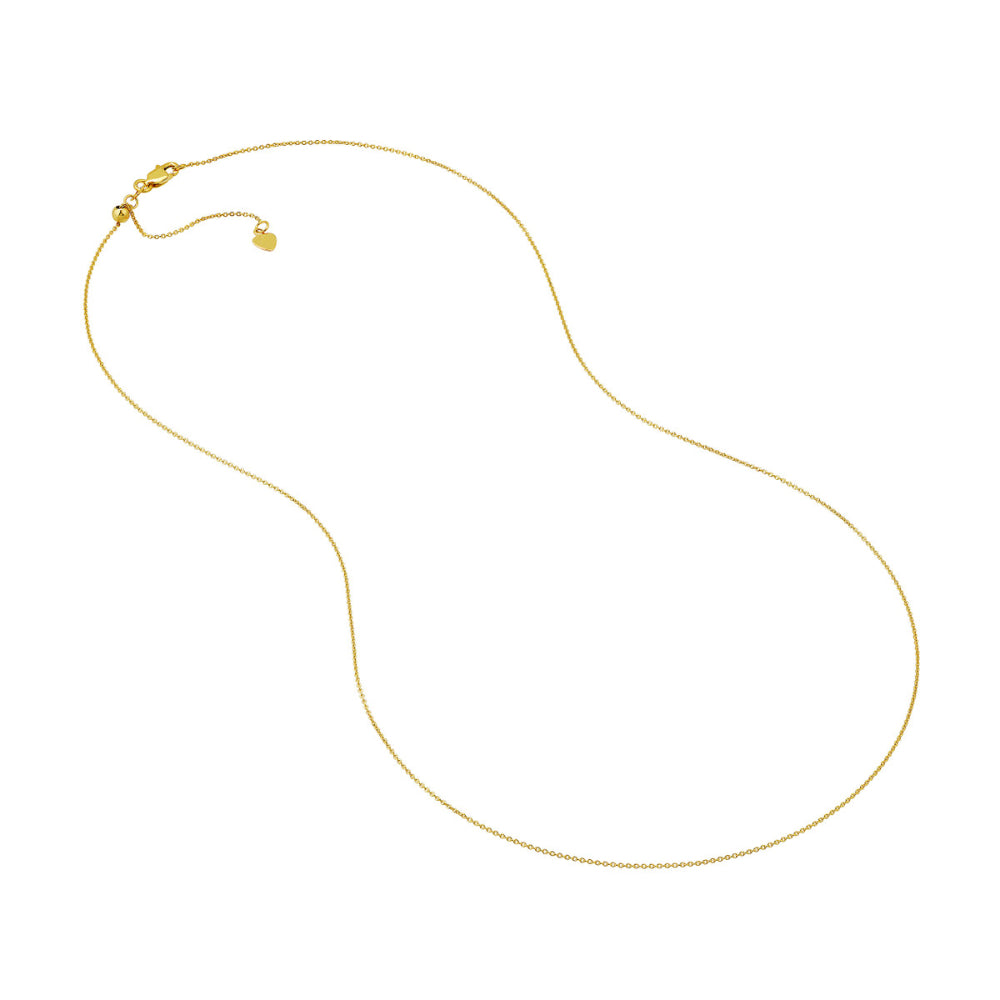 14k Yellow Gold Adjustable 22-Inch Cable Chain Necklace