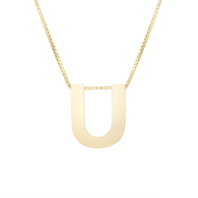 14K Gold Block Letter Initial Fashion Necklace - Available in ALL LETTERS