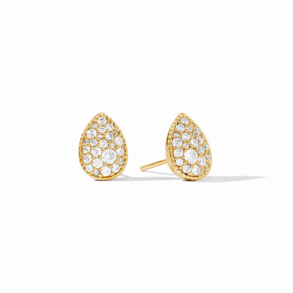 Julie Vos 24K Gold Plated CZ Luna Teardrop Stud Earrings