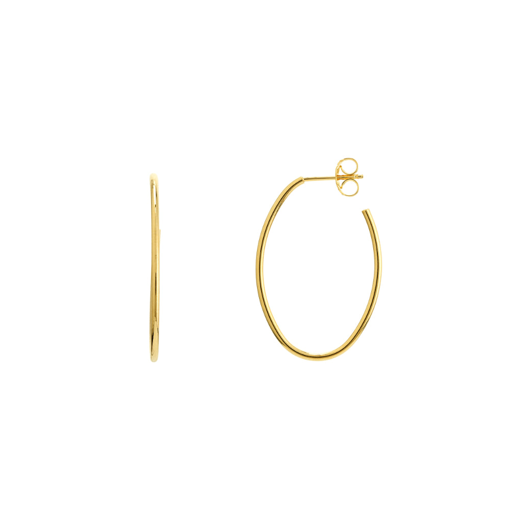 Exquisite 14k Gold Oval-Shaped Hoop Earrings for Fashionable Accessorizing