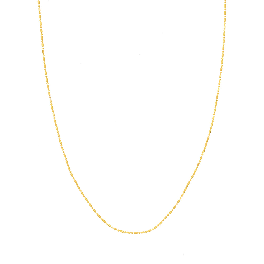 14k Solid Gold 1.2mm Beaded Chain Necklace for Women and Men