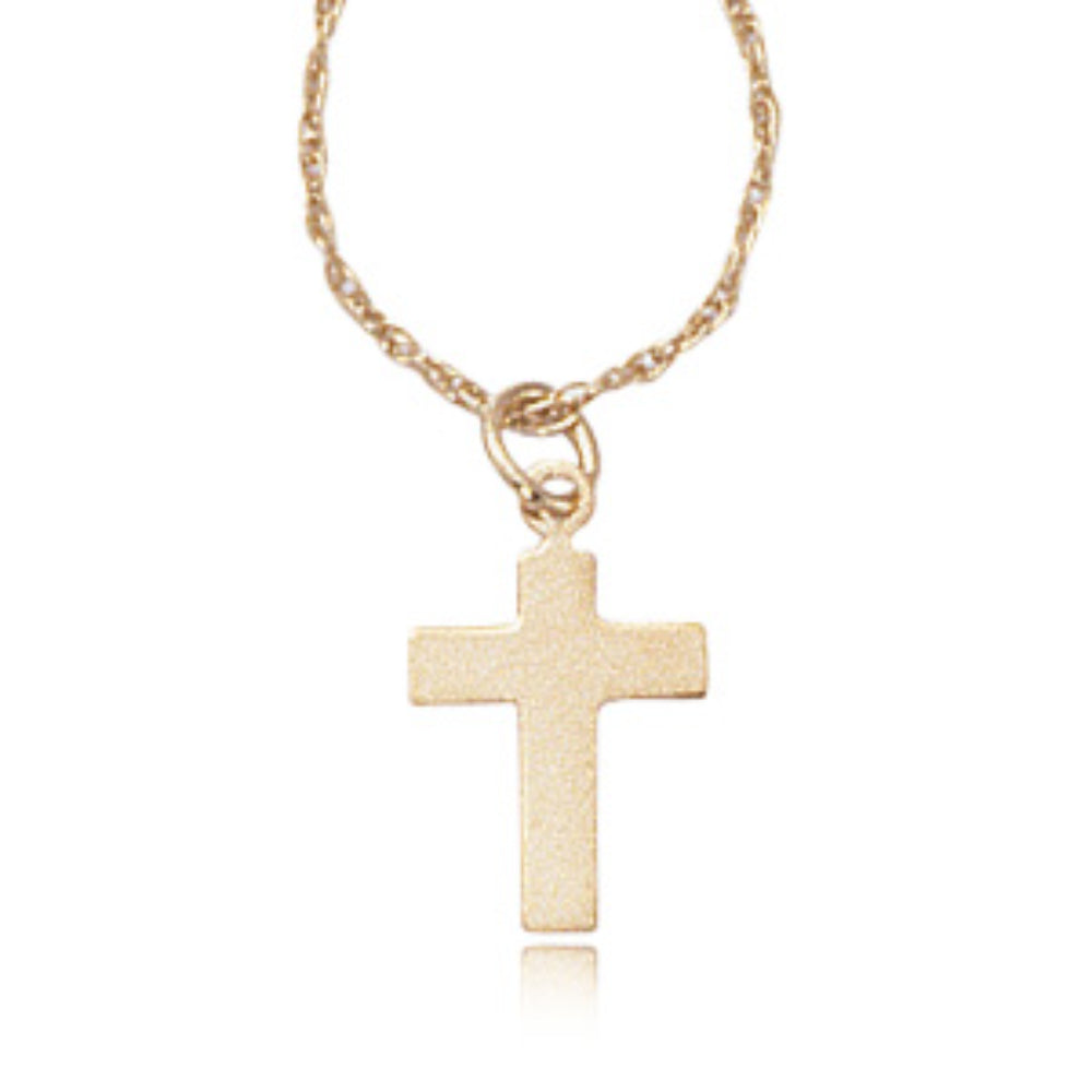 14k Gold Delicate Small Flat Cross Pendant Necklace for Stylish Look