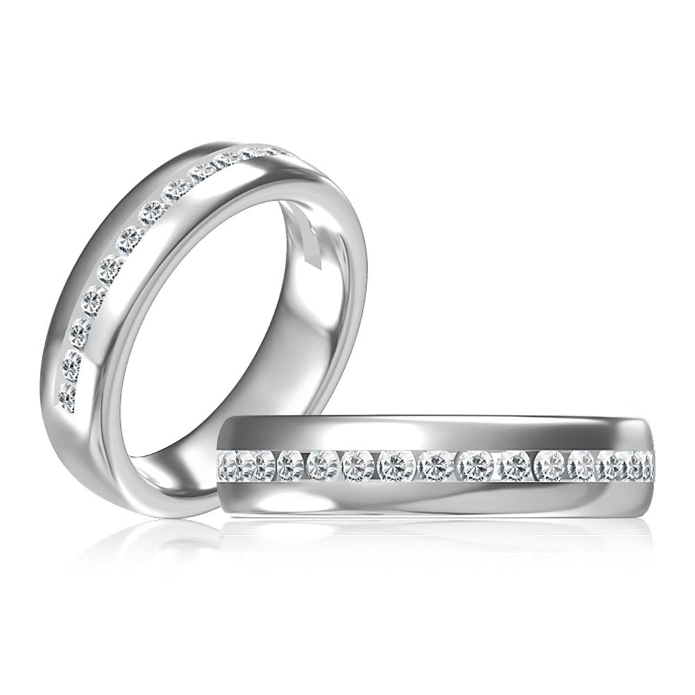 A. Jaffe Stunning 14k White Gold Channel Set Diamond Band with 17 Rounds