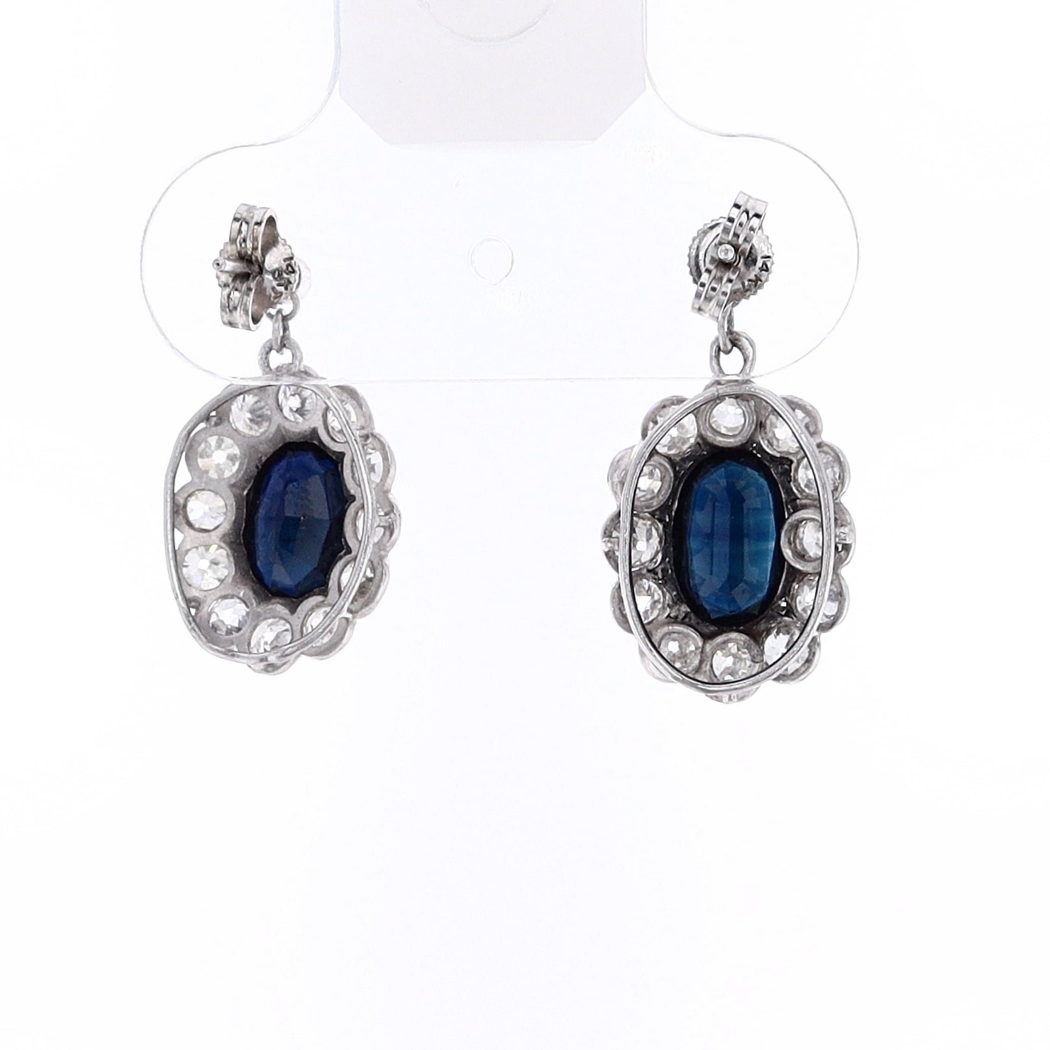 Luxurious Estate Platinum Sapphire and Diamond Dangling Earrings