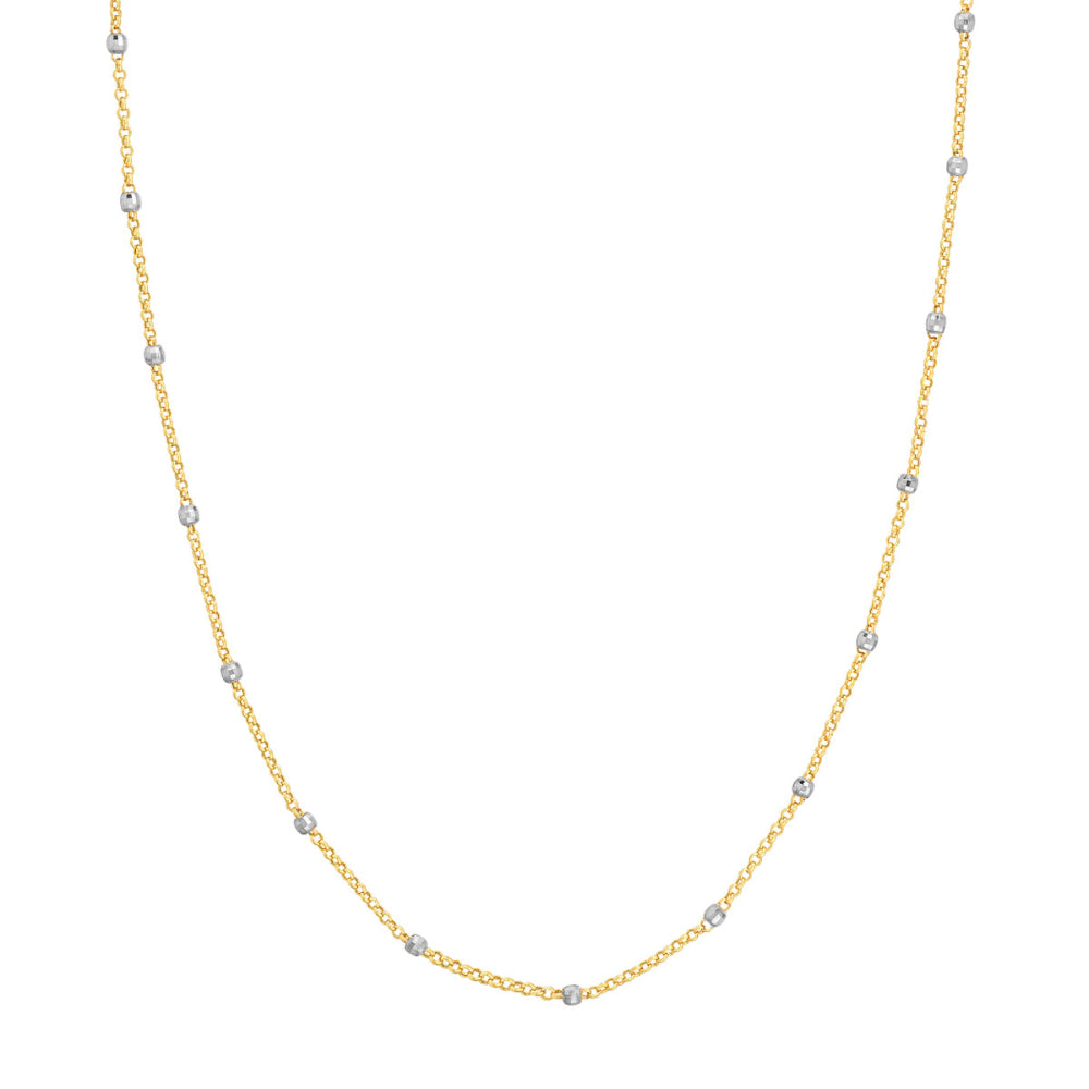 14k Gold Two - Tone Disco - Style Beaded Chain Necklace for Fashion Lovers