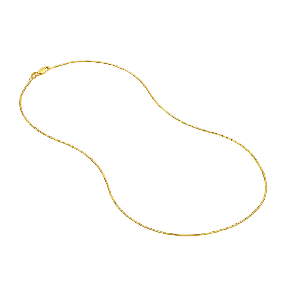 14k Yellow Gold Round Snake Style Necklace Chain, 18 Inches
