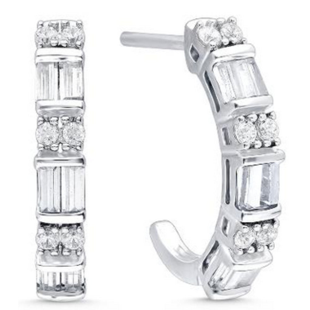 Gorgeous 14k Gold Diamond Half Hoop Earrings for Women's Jewelry Collection